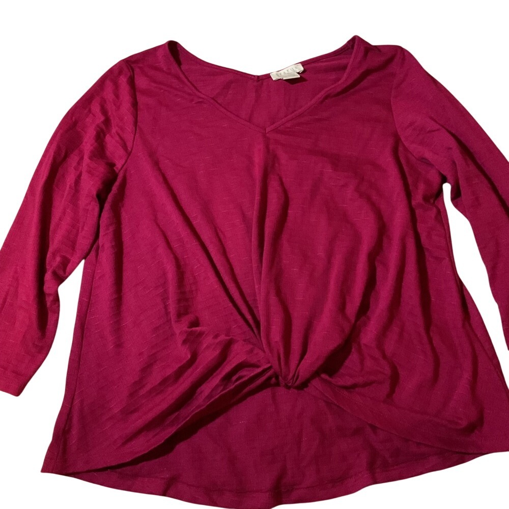 Status by Chenault Pink Twist Front Long Sleeve Top Womens XL